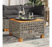 Tavolo da Giardino Grigio 55x55x36 cm con Piano in Legno Acacia e Base Polyrattan, Resistente alle Intemperie, Ideale per Esterni come Terrazza, Cortile o Balcone, Facile da Pulire e Montare