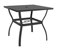 Tavolo da Giardino in Acciaio Antracite 81.5x81.5x72 cm con Piano Spesso 3 cm, Design Industriale Moderno, Resistente alle Intemperie, Ideale per Terrazzo e Giardino, Include Foro per Ombrellone