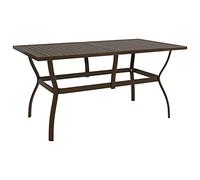 Tavolo da Giardino in Acciaio Marrone 140x80x72 cm, Elegante Design a Doghe, Robusto e Stabile, Per Terrazzo, Giardino o Balcone, Tavolo da Esterno con Piano Spesso 3 cm, Richiede Assemblaggio