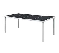 Tavolo da Giardino in Acciaio Nero 190x90x74 cm con Piano in Vetro, Tavolo da Pranzo Moderno per Esterni, Ideale per Giardino Terrazza o Patio, Facile da Pulire e Resistente alle Intemperie