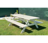 Tavolo Da Giardino in Legno Abete Con Panche 8+2 posti Mod. VILLAGE