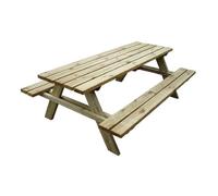 Tavolo da giardino in legno impregnato 200x148 h.70 cm. set picnic con panchine