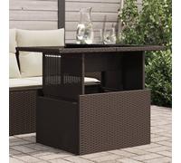 Tavolo da Giardino in Polyrattan con Piano in Vetro Temperato Marrone 100x55x73 cm, Regolabile per Esterno, Ideale per Patio, Terrazzo e Giardino, Resistente agli UV e Facile da Pulire