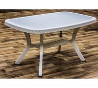 Tavolo da Giardino in Resina Bianco Effetto Rattan Rettangolare Otello Elite PAS