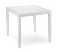 Tavolo da Giardino King 79x79cm Effetto Rattan Plastica Terrazza Bianco Angol...