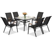 Tavolo da giardino Modena/Bitonto Wood nero per 6 persone con tavolo quadrato Garden Point