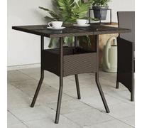 Tavolo da Giardino Moderno con Piano in Vetro Temperato 80x80 cm, Polyrattan Resistente e Struttura in Acciaio, Ideale per Esterni come Giardino Terrazzo, Design Elegante e Facile da Pulire