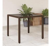 Tavolo da Giardino Moderno con Piano in Vetro Temperato 90x90 cm, Polyrattan Resistente e Struttura in Acciaio, Ideale per Esterni come Giardino Terrazzo, Design Elegante e Facile da Pulire