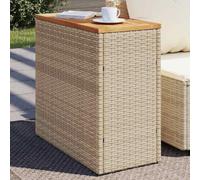 Tavolo da Giardino Moderno in Legno e Polyrattan Beige 58x27,5x55cm, Tavolino da Esterno Resistente per Terrazza, Giardino, Cortile, con Piano in Acacia e Struttura in Acciaio Verniciato