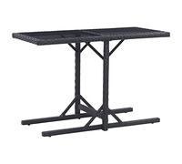 Tavolo da Giardino Nero 110x53x72 cm in Vetro e Polyrattan, Outdoor Dining Table with Glass and Steel Frame, Waterproof PE Rattan Patio Table for Garden, Terrace, Balcony, Easy to Assemble and Clean