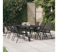 Tavolo da Giardino Nero 180x80x70 cm in Acciaio e Vetro, Modern Outdoor Dining Table for Patio Garden, Durable Steel Frame with Tempered Glass Large Rectangle Table 6-8 People, Weatherproof Design