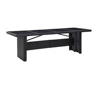 Tavolo da Giardino Nero 240x90x74 cm in Polyrattan e Vetro, Elegant Outdoor Dining Table for Garden Patio, Waterproof PE Rattan with Tempered Glass Powder Coated Steel Frame, Easy to Clean and Move