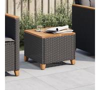 Tavolo da Giardino Nero 45x45x37cm in Polyrattan e Legno Acacia, Outdoor Bistro Table for Patio Garden Balcony, Weather-Resistant PE Rattan & Acacia Wood Top, Powder Coated Steel Frame, Easy to Clean