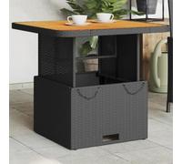 Tavolo da Giardino Nero 80x80x71cm in Polyrattan e Legno Acacia, Tavolo Esterno Regolabile con Piano in Legno, Ideale per Giardino Terrazza Patio, Resistente alle Intemperie e Facile da Pulire