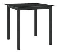 Tavolo da Giardino Nero 80x80x74 cm in Alluminio e Vetro, Modern Outdoor Table for Patio Balcony Garden, Durable Aluminum Frame with Tempered Glass Top, Easy to Clean, Waterproof Dining Furniture