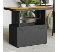 Tavolo da Giardino Nero 90x55x71cm in Polyrattan e Legno Acacia, Tavolo Esterno Regolabile per Terrazza, Giardino o Patio, Resistente alle Intemperie, Facile da Pulire, Design Moderno e Stabile