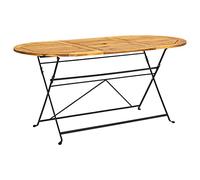 Tavolo da Giardino Ovale 160x85x74 cm in Legno Massello di Acacia, Pieghevole e Resistente all'Acqua, Ideale per Terrazzo Patio o Pranzo all'Aperto, Design Rustico con Struttura in Acciaio