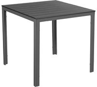 Tavolo da Giardino Quadrato 78x78x74 cm Sven in Acciaio e HDPE Effetto Legno Antracite
