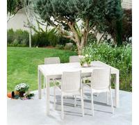 Tavolo da Giardino rettangolare Bianco 160,5x94,5x74,5h cm tavoli esterno rattan