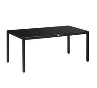 Tavolo Da Giardino Rettangolare Per 8 Persone In Alluminio E Vetro, 180x80x72cm, Nero