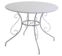 Tavolo da Giardino Rotondo Ø95cm in Metallo Old Bianco
