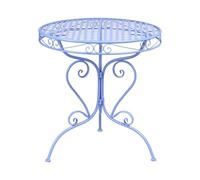 Tavolo da Giardino Rotondo in Metallo Blu Balcone Terrazza Stile Retró