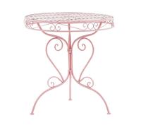 Beliani Tavolo da Giardino Rotondo in Metallo Rosa Balcone Terrazza Stile Retró