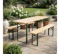Domus Tavolo da Giardino Pieghevole Rettangolare Set Birreria Tavolo + 2 Panche in Acciaio/Legno Dimensioni 200x60x76 cm colore Legno