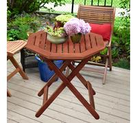 Tavolo da Giardino Tavolino Balcone Eucalipto Legno Bistrot Rotondo D.50 CM