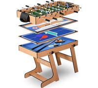 Tavolo da Gioco 5 in 1 Pieghevole Calcio Balilla Air Hockey Biliardo Ping Pong