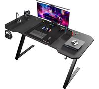 Tavolo da gioco GTPLAYER, scrivania da gioco 120x60cm, tavolo da gioco per PC con superficie in fibra di carbonio/LED/presa, nero