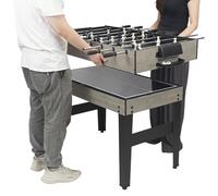 Tavolo da gioco multigame 10 in 1, tavolo multifunzione con calcetto da tavolo, biliardo, hockey, ping pong e molto altro ancora, per bambini e adulti, con accessori, grigio, 122 x 60 x 80 cm