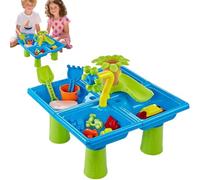 Tavolo da Gioco per Acqua E Sabbia, Tavolino attività Acqua E Sabbia, 24 Pezzi con Sgabello, Stampi, Ruote Idrauliche E Barchette, Sicurezza E creatività, Giocattolo da Spiaggia Esterno per Bambini