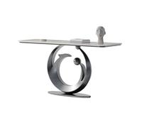 Tavolo da ingresso con piano in finto marmo e base in metallo, consolle stretta(Gray,L)