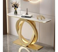 Tavolo da ingresso in stile industriale, consolle moderna, piano in ardesia spessa impermeabile, struttura in metallo geometrico, versatile credenza per corridoio dietro il divano(Gold,150cm)
