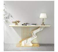 Tavolo Da Ingresso Moderno E Semplice Con Elegante Piano In Pietra Sinterizzata Base In Metallo A Forma Di Arpa, Consolle Ideale Per L'ingresso L'arredamento Del Corridoio(Gold A,100cm/39.4in)