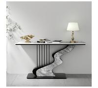 Tavolo Da Ingresso Moderno E Semplice Con Elegante Piano In Pietra Sinterizzata Base In Metallo A Forma Di Arpa, Consolle Ideale Per L'ingresso L'arredamento Del Corridoio(Black D,100cm/39.4in)
