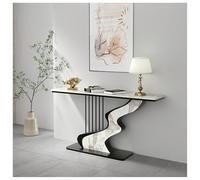Tavolo Da Ingresso Moderno E Semplice Con Elegante Piano In Pietra Sinterizzata Base In Metallo A Forma Di Arpa, Consolle Ideale Per L'ingresso L'arredamento Del Corridoio(Black A,120cm/47.2in)
