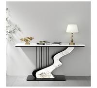 Tavolo Da Ingresso Moderno E Semplice Con Elegante Piano In Pietra Sinterizzata Base In Metallo A Forma Di Arpa, Consolle Ideale Per L'ingresso L'arredamento Del Corridoio(Black B,100cm/39.4in)