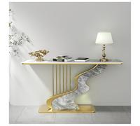Tavolo Da Ingresso Moderno E Semplice Con Elegante Piano In Pietra Sinterizzata Base In Metallo A Forma Di Arpa, Consolle Ideale Per L'ingresso L'arredamento Del Corridoio(Gold D,80cm/31.5in)