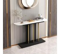 Tavolo da ingresso moderno in pietra sinterizzata - Consolle stretta con effetto marmo, ideale per corridoio, foyer o dietro il divano(White,120 * 30 * 80cm)