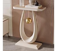 Tavolo da Ingresso, Tavolo da Ingresso Moderno con Base Geometrica, Tavolo Stretto Dietro Il Divano, per corridoio, Ingresso, Ingresso, Soggiorno (Bianco Crema D)