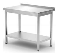HENDI Tavolo da lavoro, a parete, piano di lavoro, con ripiano, da montare, piedi regolabili, per l'autoassemblaggio, per hotel, ristoranti, bar, cucina, alzatina 40mm, 800x600x(H)850mm, acciaio inox