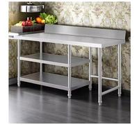 Tavolo da lavoro da cucina in acciaio 304 inless ispessito, con guardrail e gambe, scaffale Sto per la preparazione degli alimenti e banco da lavoro (80 x 50 x 80 cm)
