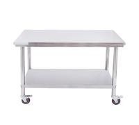 Tavolo da lavoro da cucina in acciaio inox, tavolo da cucina in acciaio inox con ruote, Banco da Lavoro Durevole a Doppio Strato, Scaffale stabile per la casa, salvaspazio(100*60*80cm/39.4*23.6*31.5in