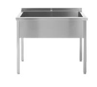 HENDI Lavello da cucina, singolo, rettangolare, profondità della vasca: 300mm, saldato, gambe regolabili, apertura per rubinetto ø30mm, piletta ø52mm, 800x600x(H)850mm, acciaio inox
