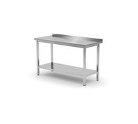 HENDI Tavolo da lavoro, banco da lavoro cucina, piano di lavoro, tavolo multiuso, a parete, con ripiano, avvitato, piedini regolabili, da montare, con alzatina: 40 mm, 1000x700x(H)850 mm, acciaio inox
