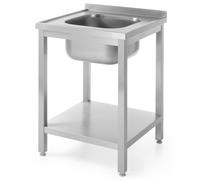 Tavolo da lavoro in acciaio con un lavello 600x600mm e ripiano - Hendi 811856