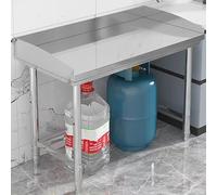 Tavolo da lavoro in acciaio inossidabile con recinzione, preparazione commerciale e paraschizzi a 3 lati, tavolo pratico multifunzionale, cuscinetto da 661,4 libbre per cucina, ristorante, garage del