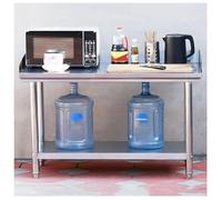 Tavolo Da Lavoro In Acciaio Inossidabile Per Uso Commerciale Con Ripiano Portaoggetti Tavolo Da Cucina A Doppio Piano + Paraspruzzi Banco Operativo Per Il Confezionamento Dei Pasti Nel Ristorante